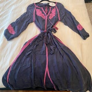 NWT Line & Dot Navy/Purple Midi Dress